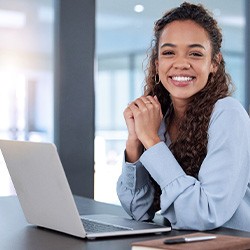 Lady smiles at work