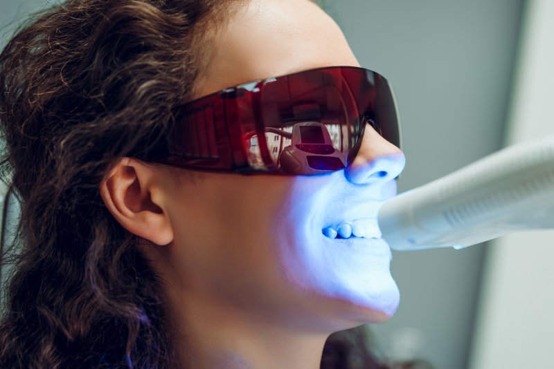 person having yellow teeth whitened