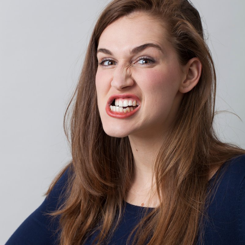 A woman suffering from teeth-grinding